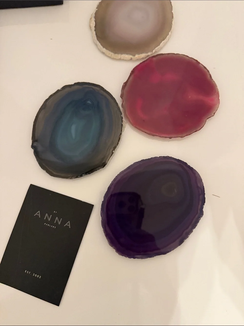 Stone coasters by Anna. Assorted made in Brazil